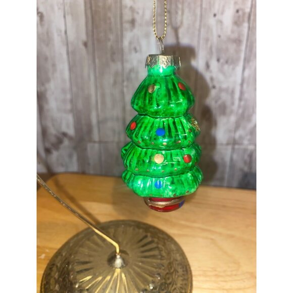 Vintage Blown Glass Christmas Tree Ornament With Red & Blue Accents - Picture 2 of 7
